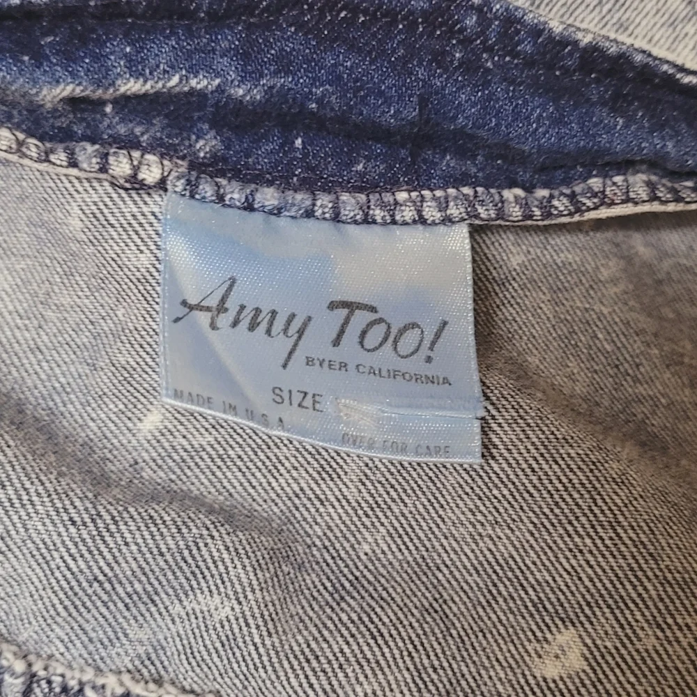 80s Vintage Amy Too Byer California Acid Wash Cotton Lace-up Mini Skater Dress S - Picture 15 of 16